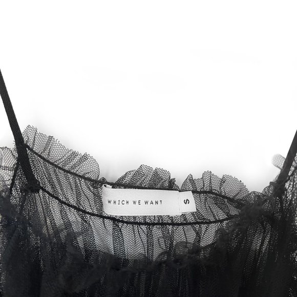 Need Supply black see through romantic ruched mesh midi dress - Picture 4 of 5